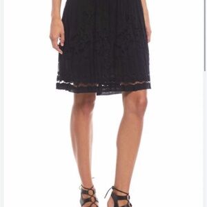 NWT Sophie Max Studio black stretch lace skirt with smocked waist. Size L.